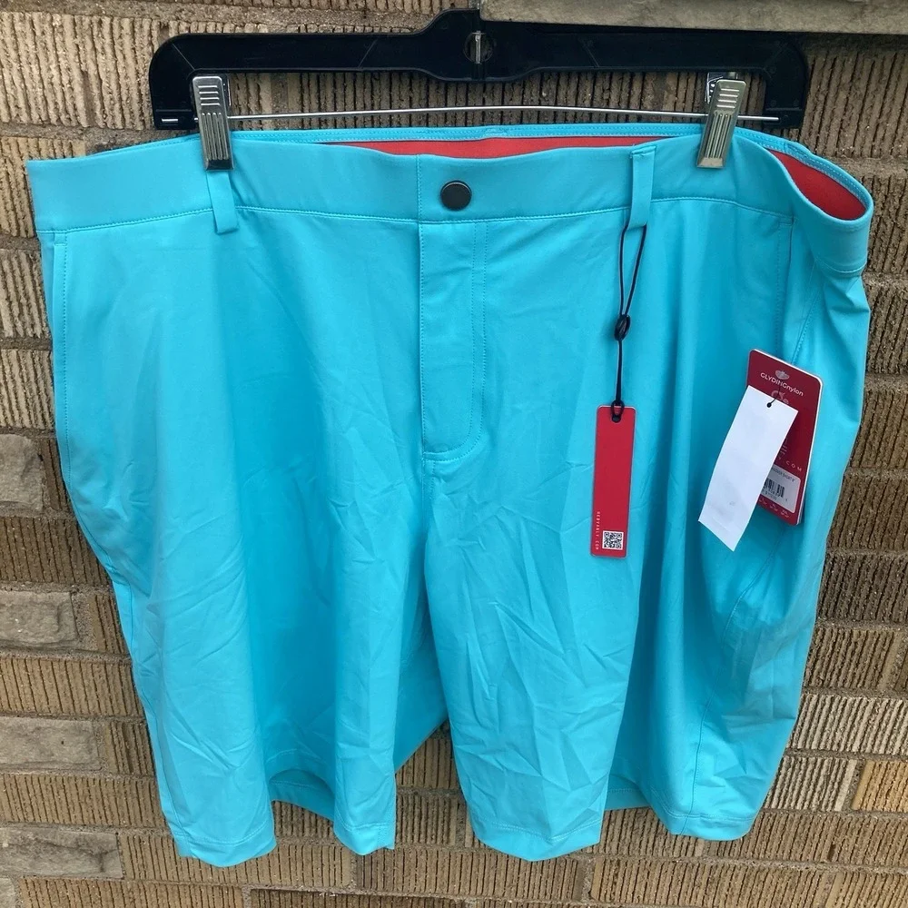 Redvanly Men's 2XL Hanover Golf Shorts Curacao Turquoise Glyding Nylon 9