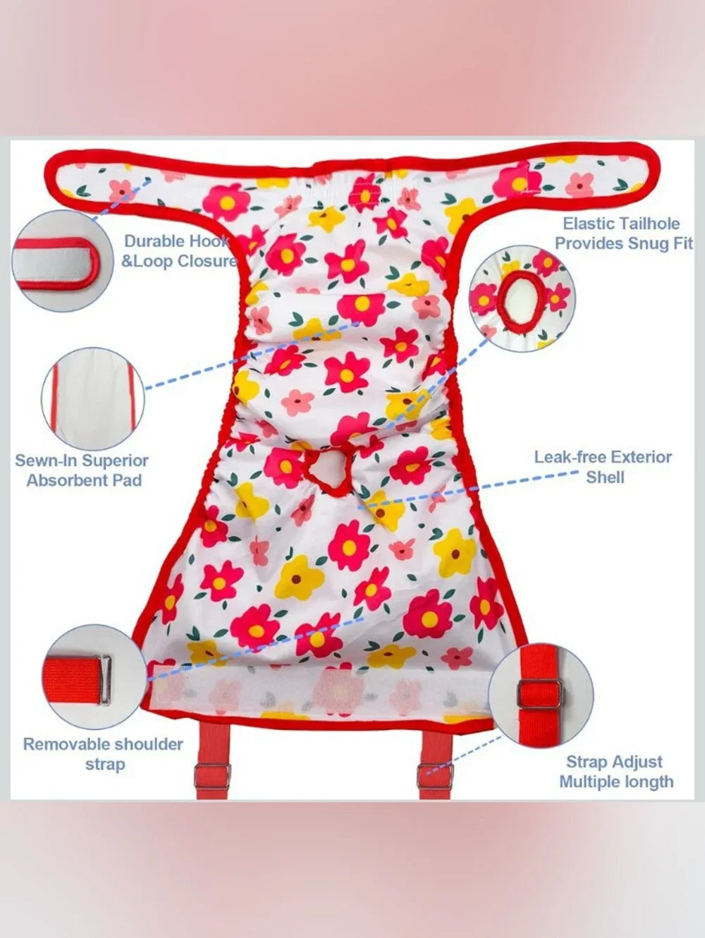 3 Pack Washable Female Dog 🐶 Diaper with Suspender Size M