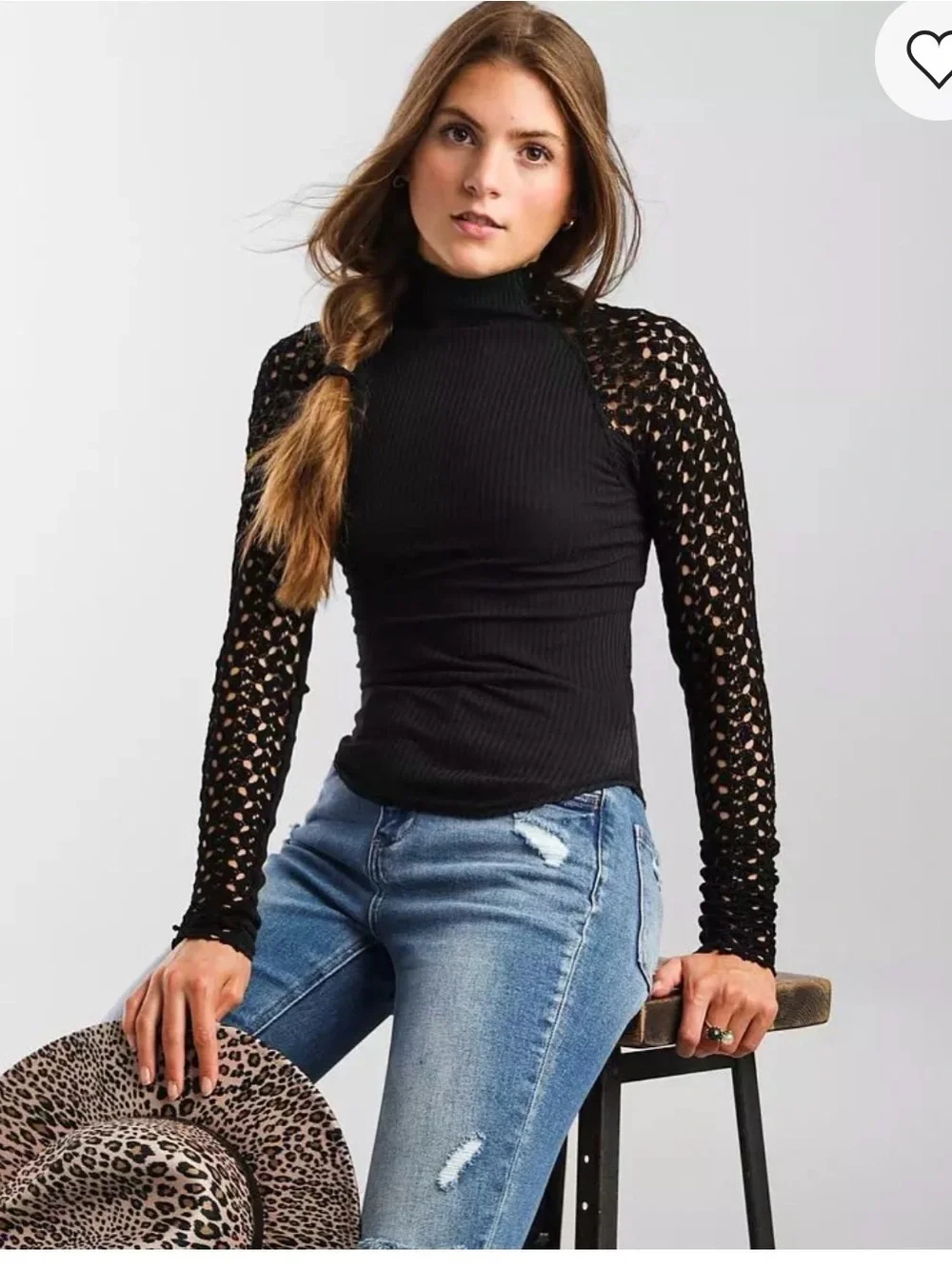 NWT Free People Clemente Mock Neck Top
