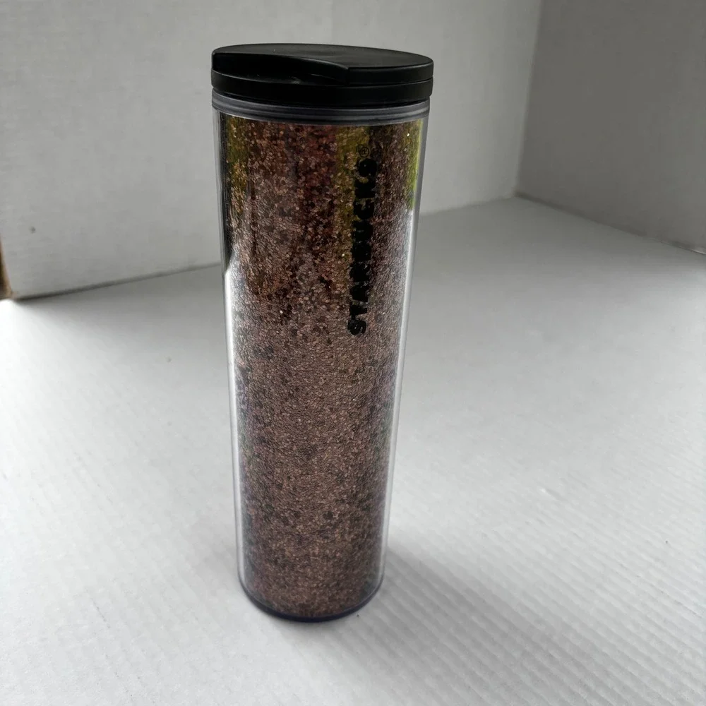 Starbucks Bronze Copper Glitter Acrylic Tumbler 16oz Travel Cold Cup New‎