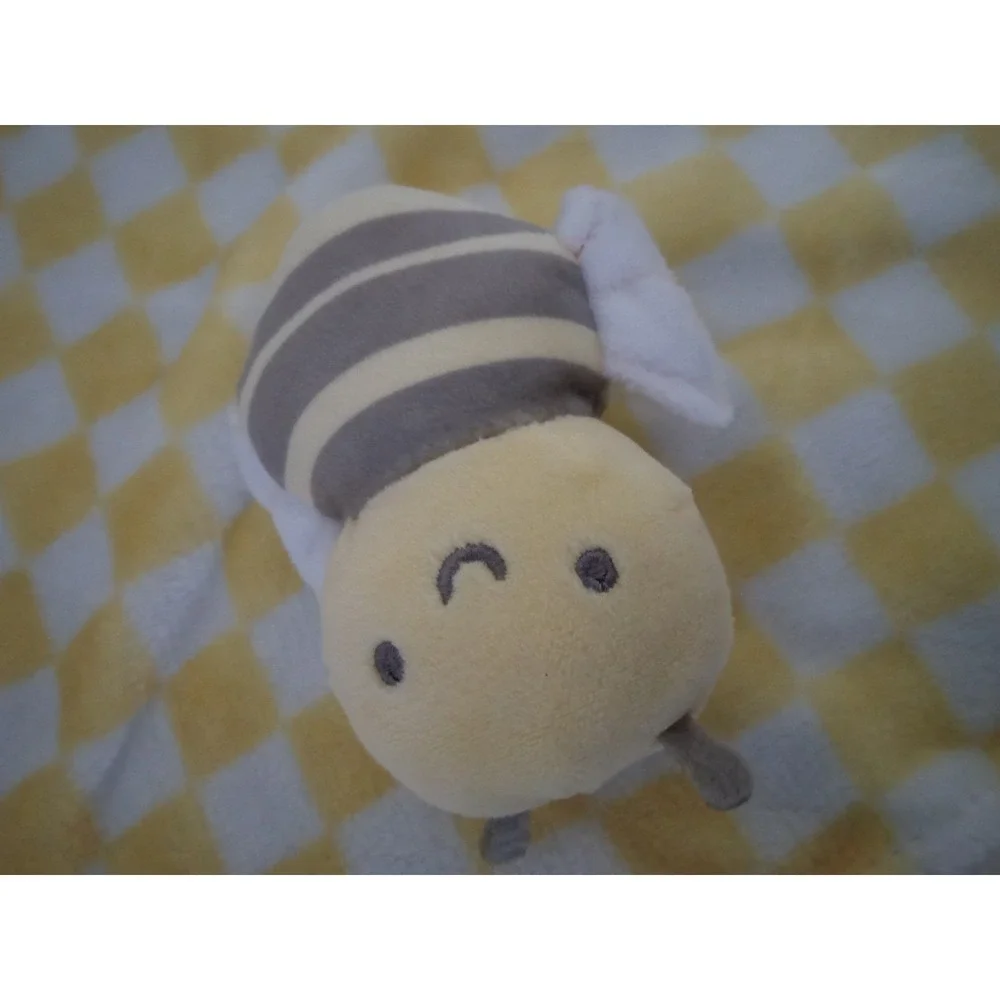 Lucky moon Bumble Bee Baby Lovey Security Blanket Yellow White‎ Checkered Plush