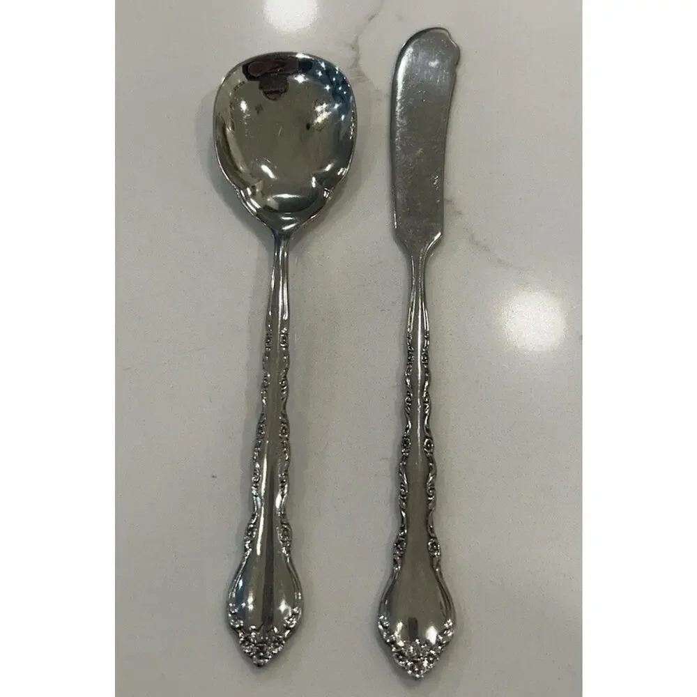 Vtg International GIGI Stainless 1972 Deluxe Flatware‎ Sugar Spoon Butter Knife