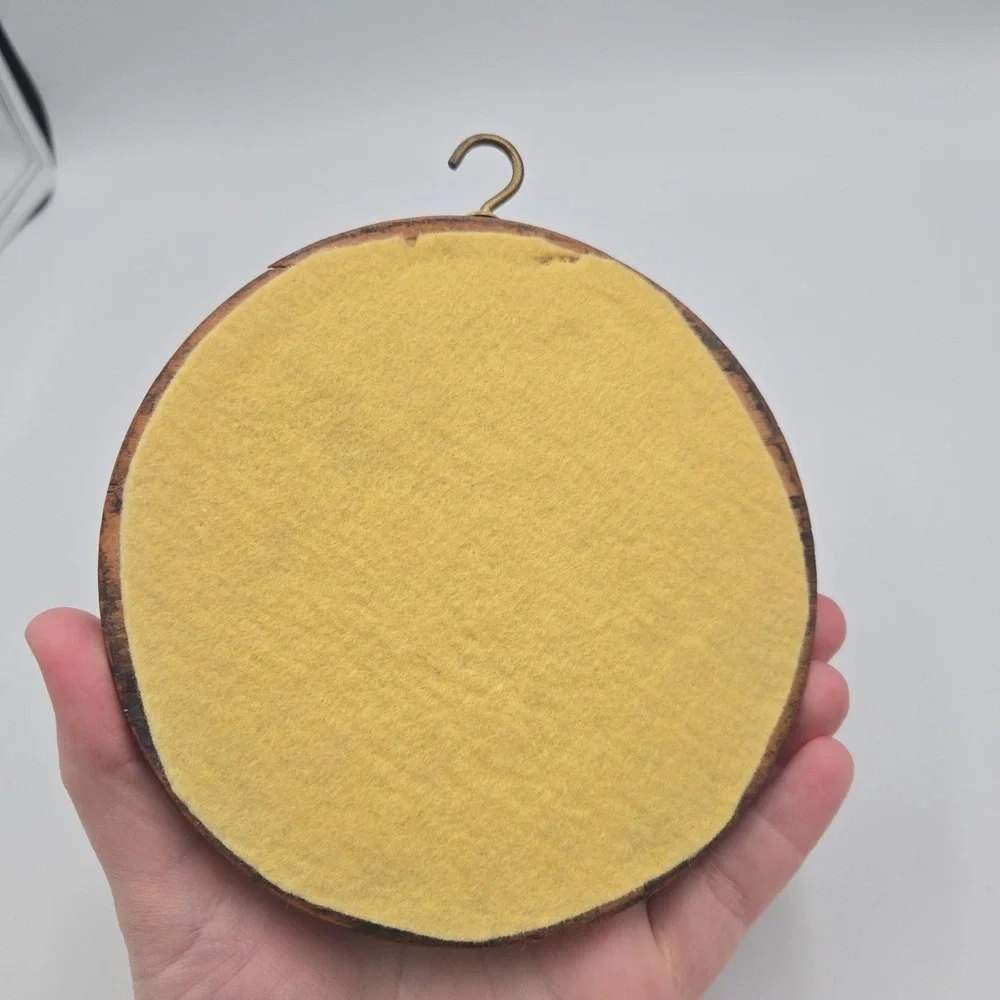 VTG Tole Hand Painted Grannycore Wooden‎ Wall Decor Hanging Yellow Flower Art