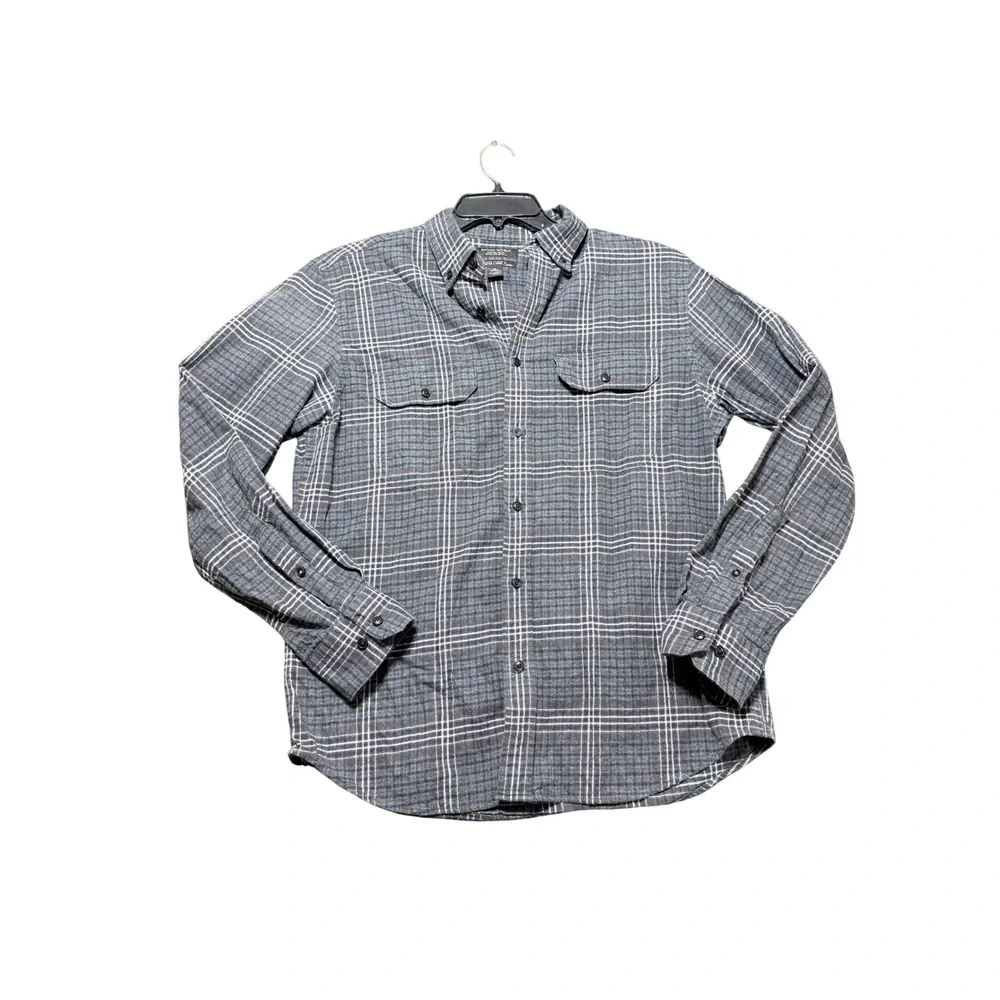 Banana Republic Button Down Shirt Mens M Grey Excellent Untucked Organic Cotton