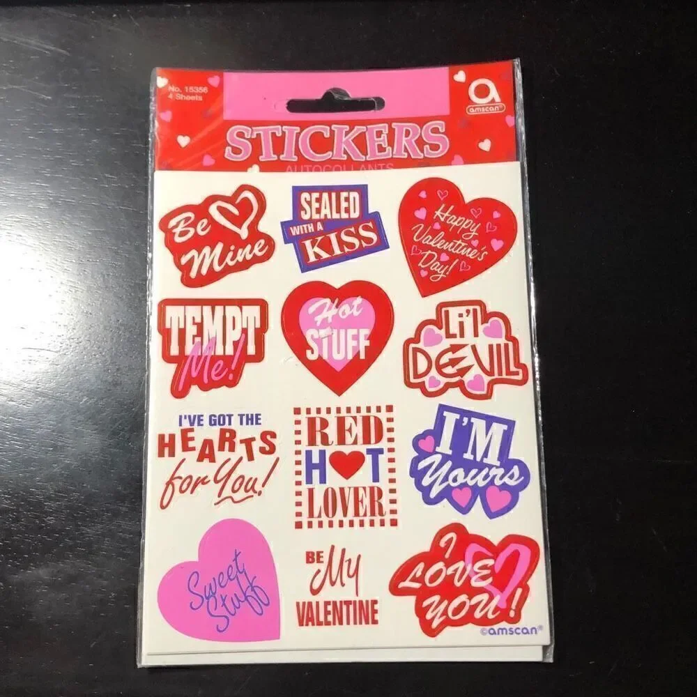 Amscan Valentines Stickers 4 Sheets New No. 15356