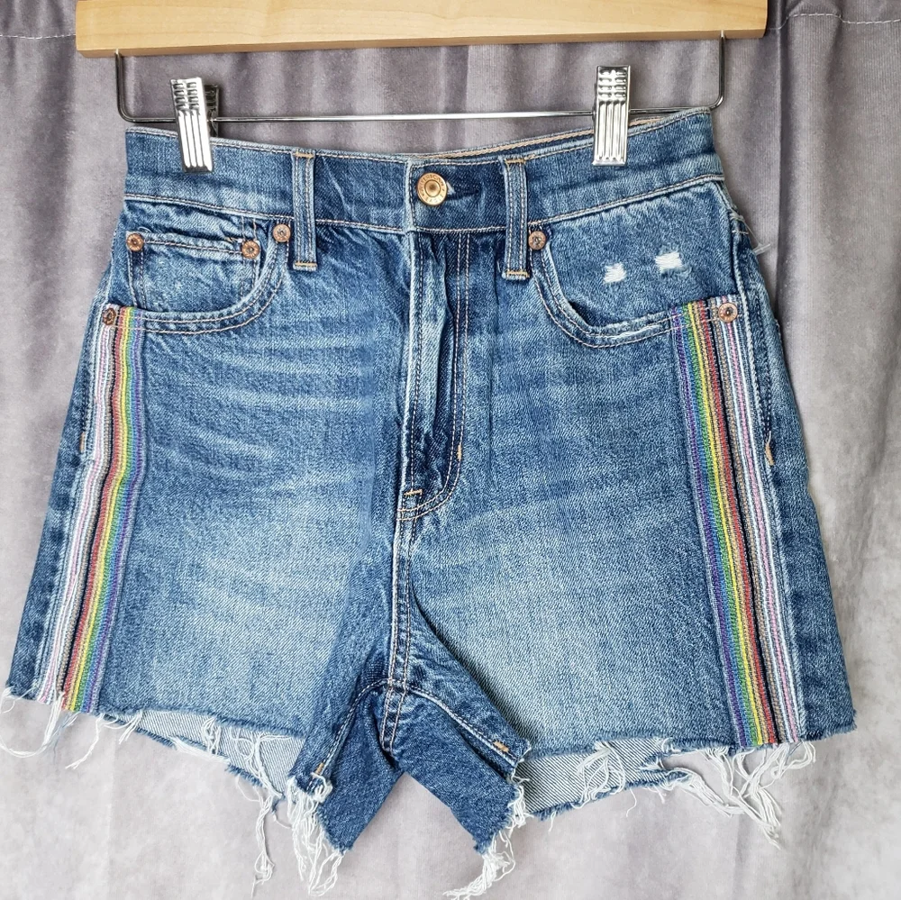 American Eagle *NEW* Womens Rainbow Highest Rise 90s Boyfriend Denim Shorts 00