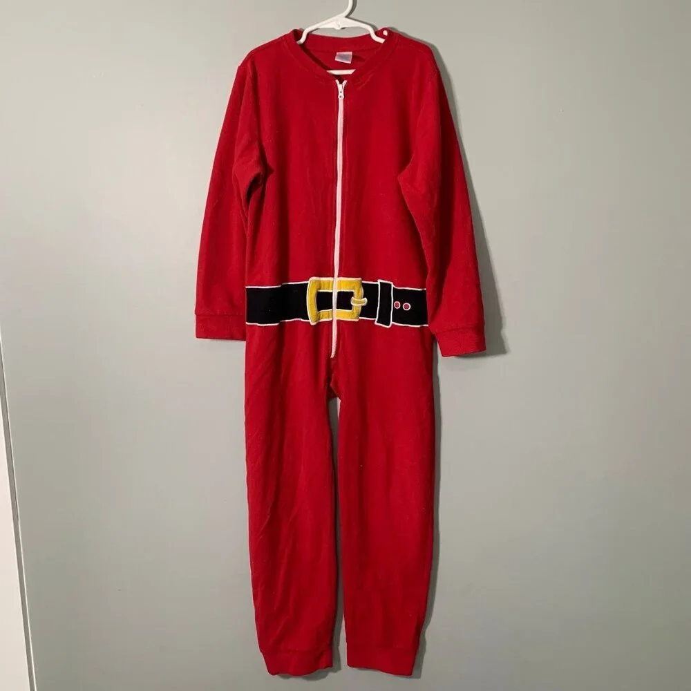 5/$25 The Children's Place Kids Red Santa Fleece Pajamas Size M 7/8‎ Sleeper