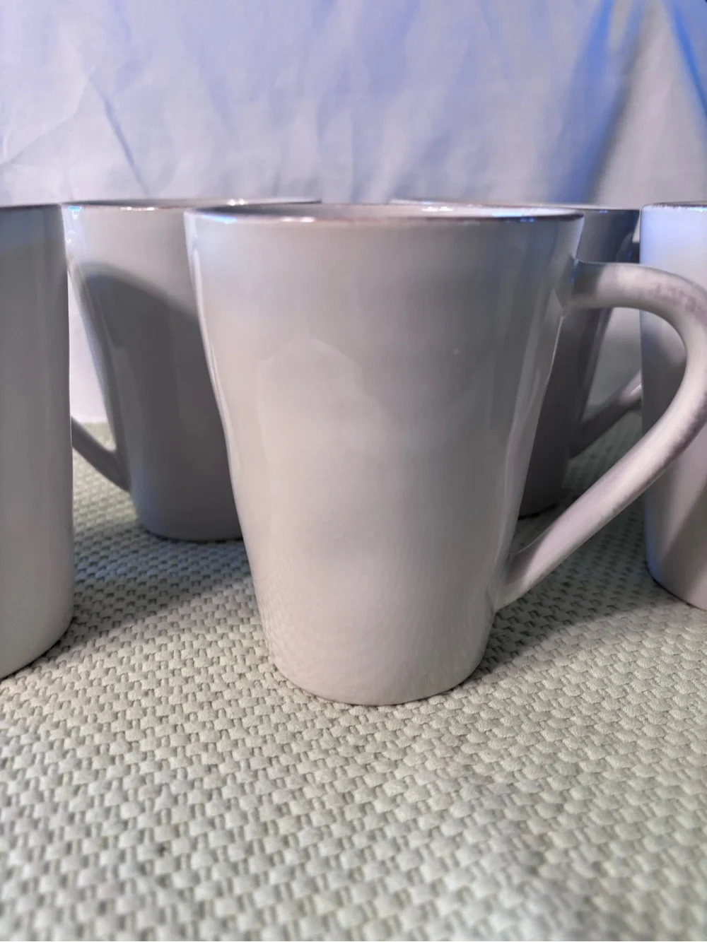 6-Crate&Barrel Marin Dinnerware Cream-White Ceramic Mugs 12oz.