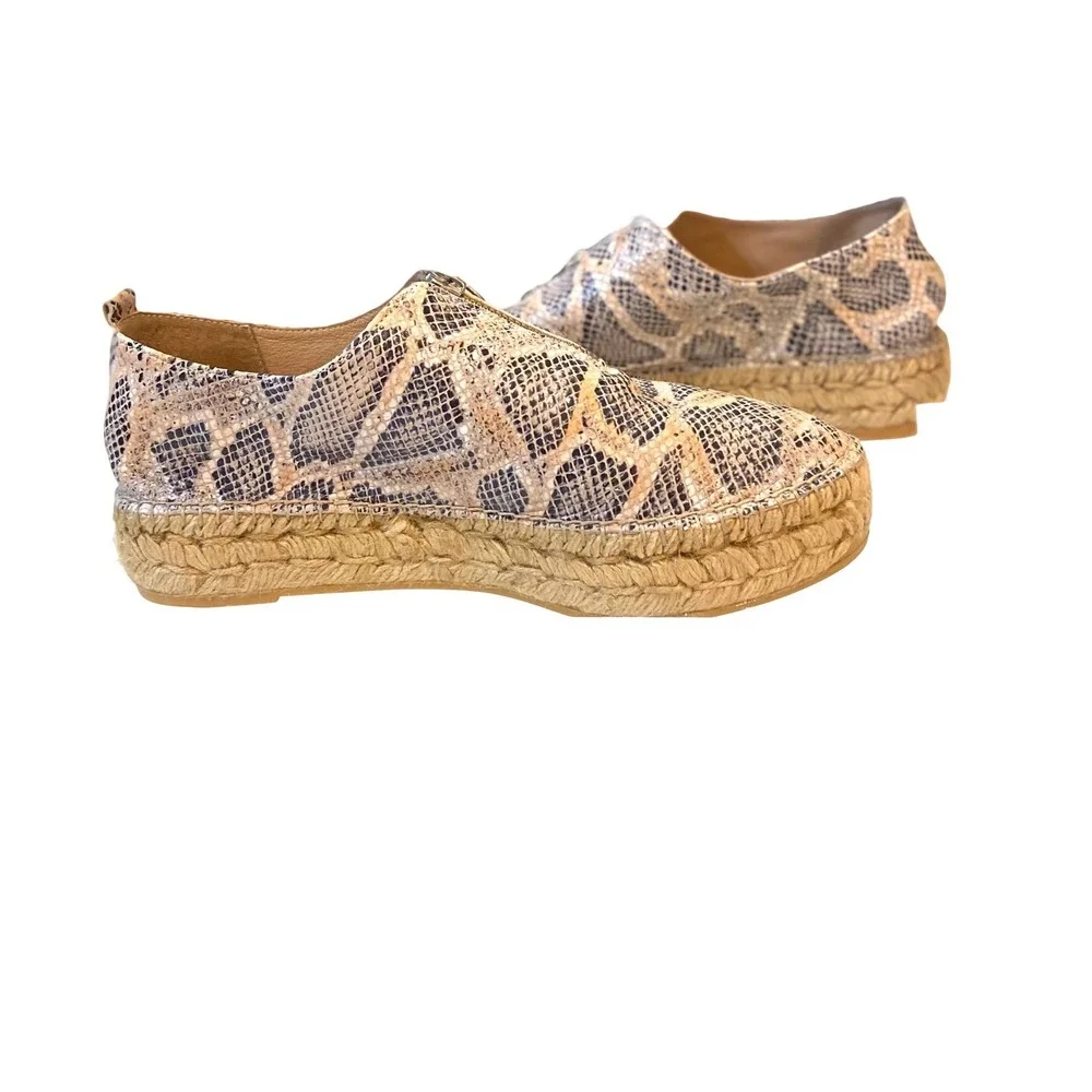 Eric Michael Snakeskin Embossed Leather Espadrille Platform‎ Size 8.5