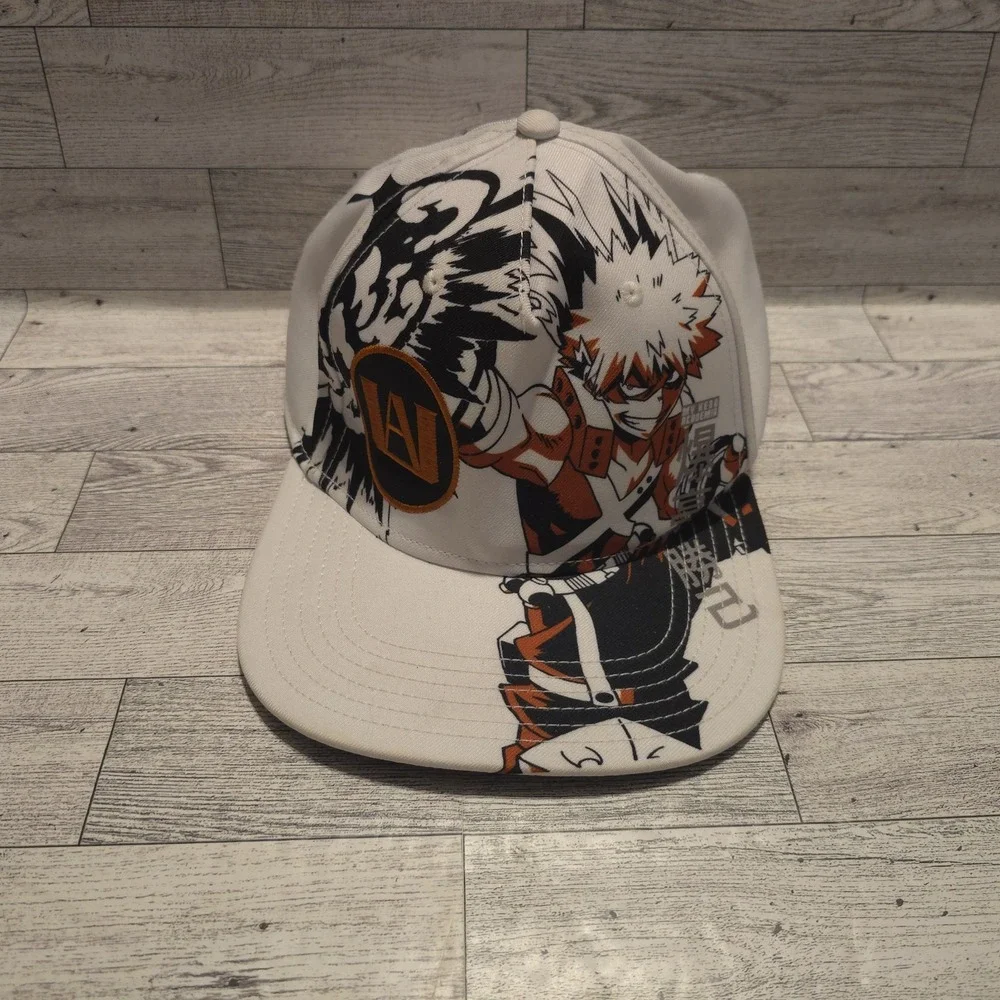 My Hero Academia Hat‎ Cap Snap Back White Orange Katsuki Bakugo Kacchan Manga