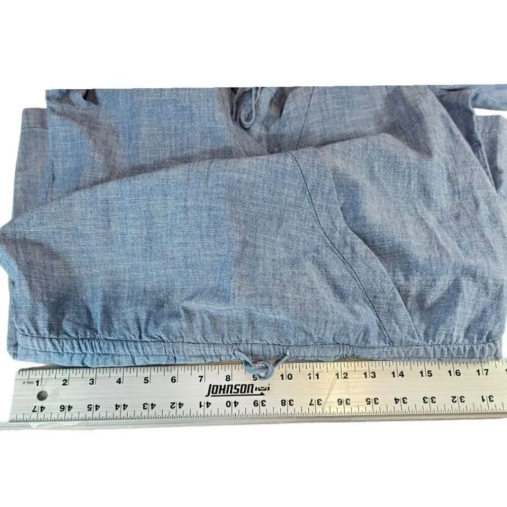 Loft Beach Womens S Blue Cotton Long Sleeve Shorts Romper