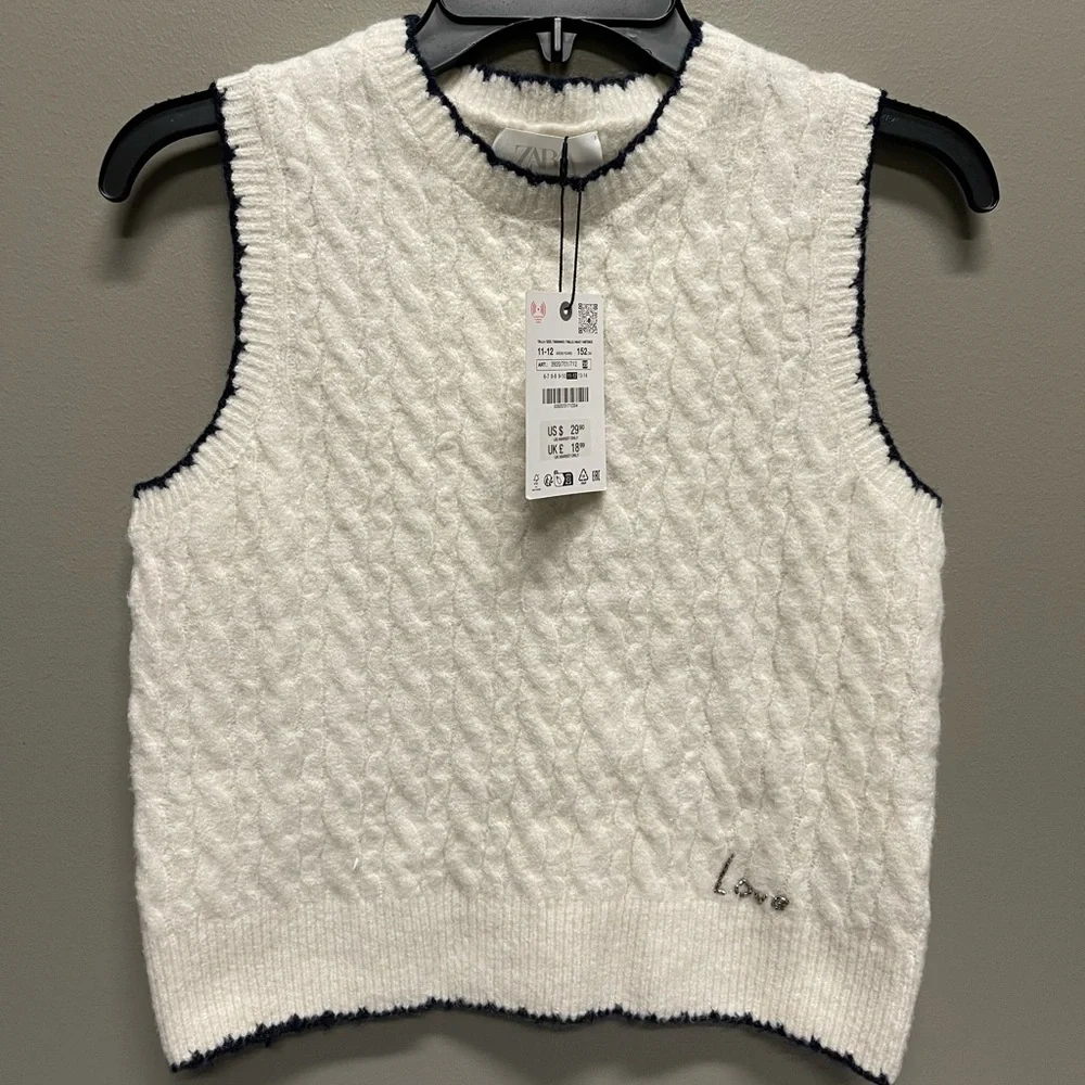 Zara White Cable Knit Tank Top