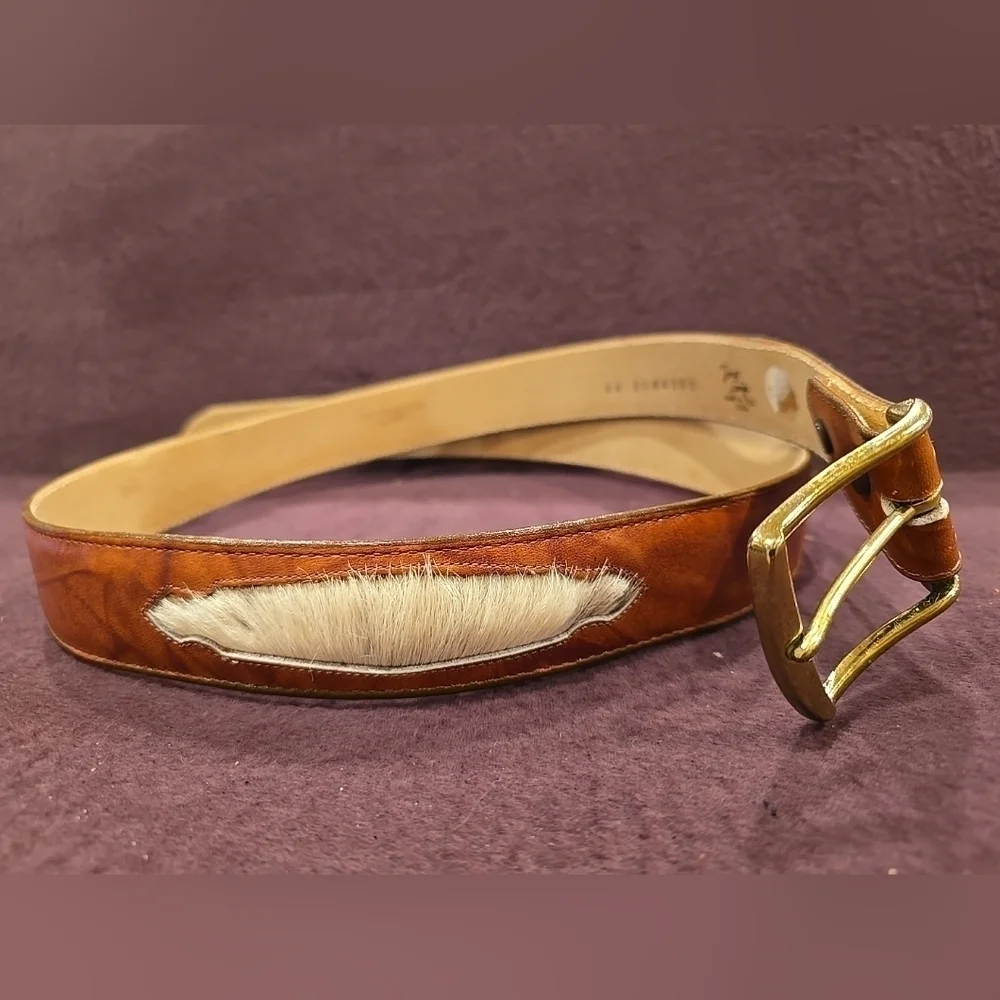 Tony Lama Leather Belt w/ Cowhide