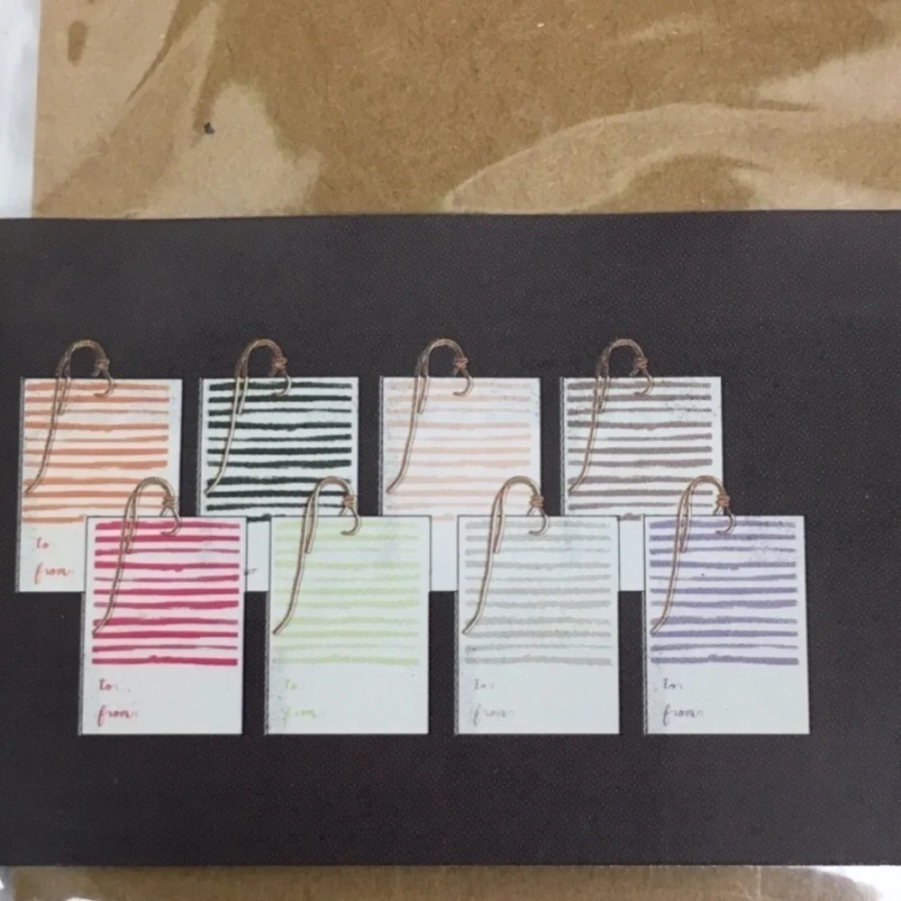 GIFT TAGS To From Stripes Multi Color Jute Strings Die Cut Baby Bridal Shower