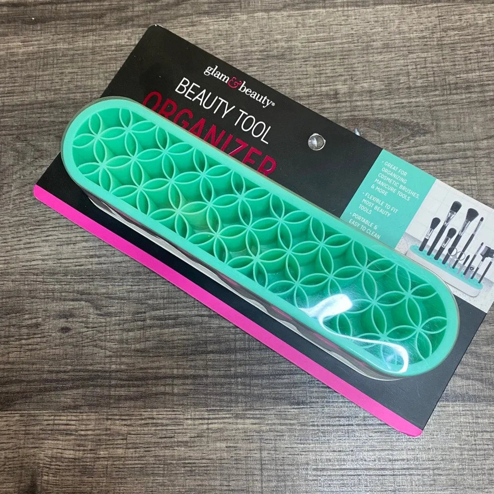 Glam and Beauty Teal‎ Geometric Pattern Beauty Tool Organizer Holder