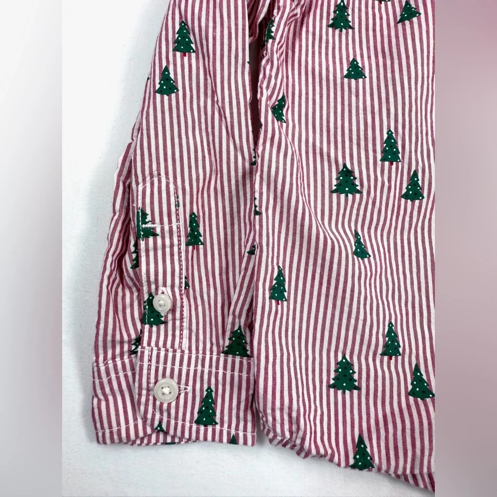 THE CHILDREN'S PLACE Toddler Boys' Christmas Tree Poplin Button‎ Down Shirt 3T