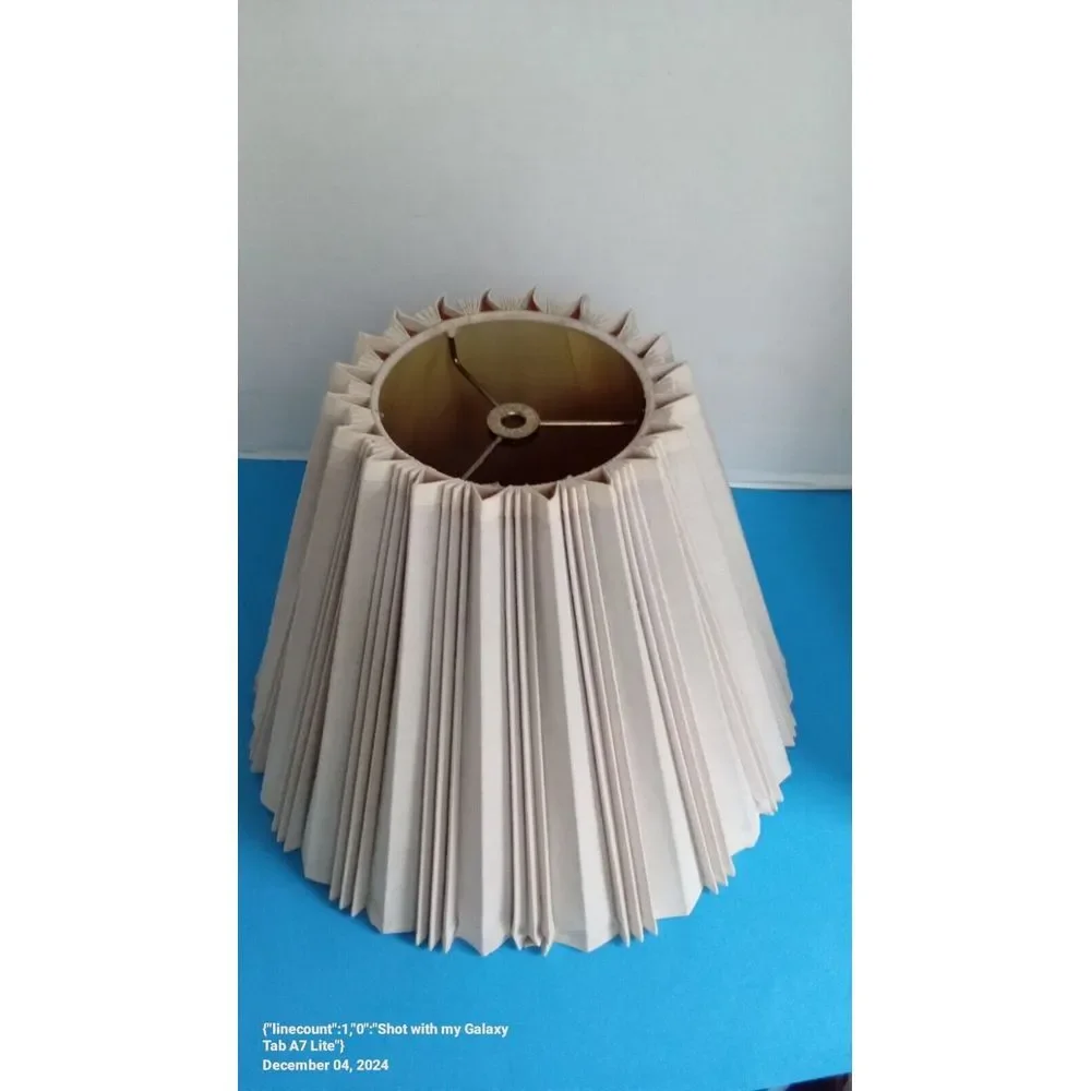 Vintage Pleated Lamp Shade‎ Conical Cream White Traditional Table Lamp Lighting
