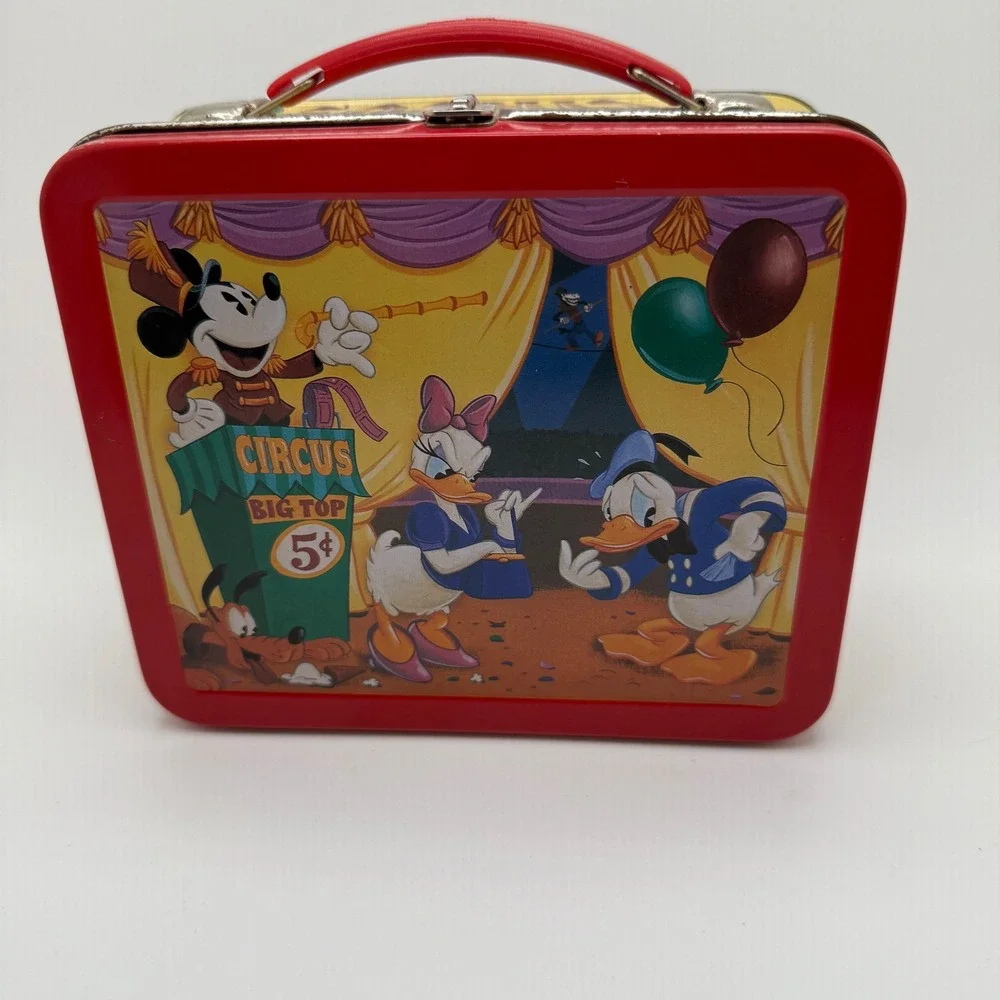 Vintage Hallmark Disney Mickey Mouse Circus Lunch Box‎ Tin Metal Red Handle