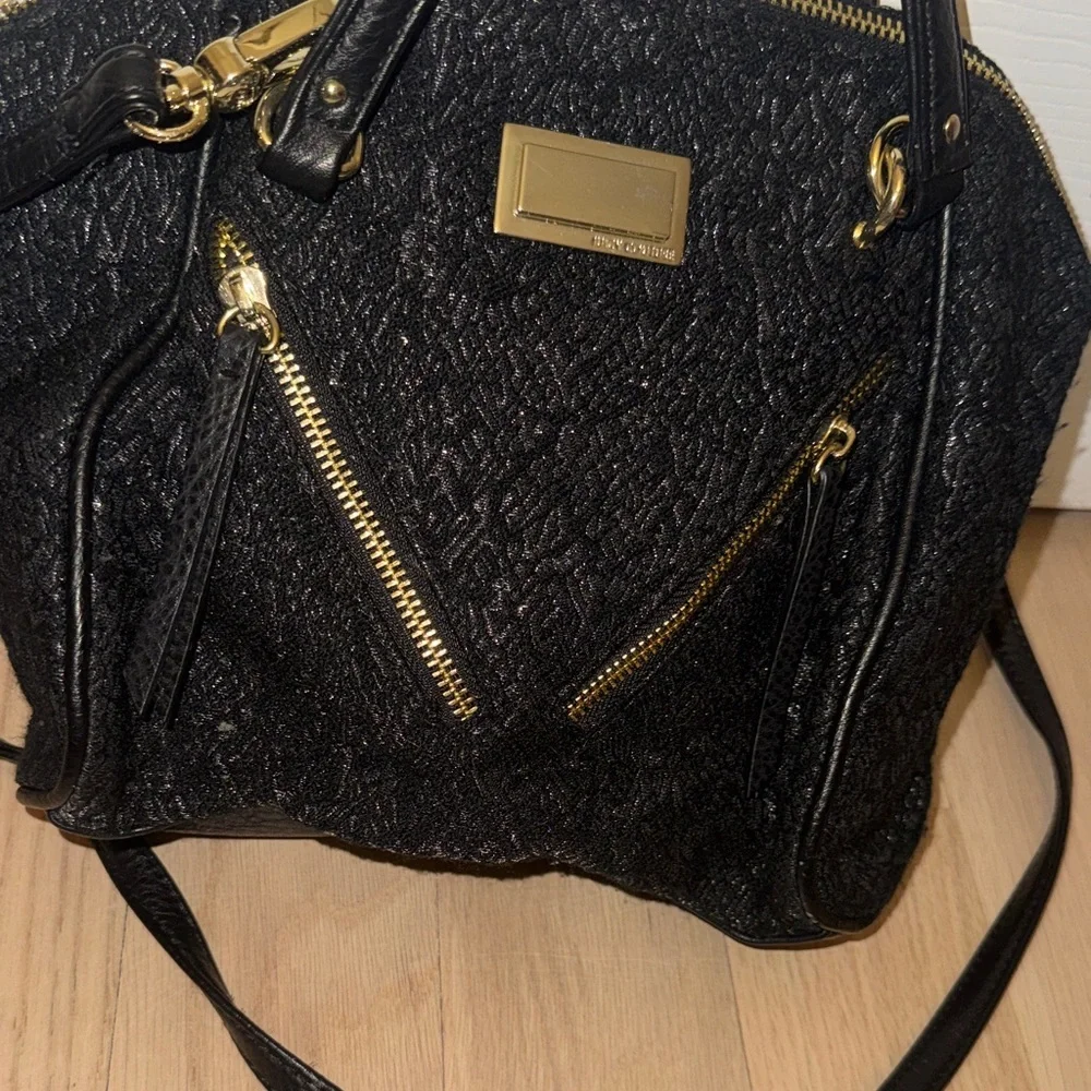 Juicy Couture Black Satchel with Gold Accents