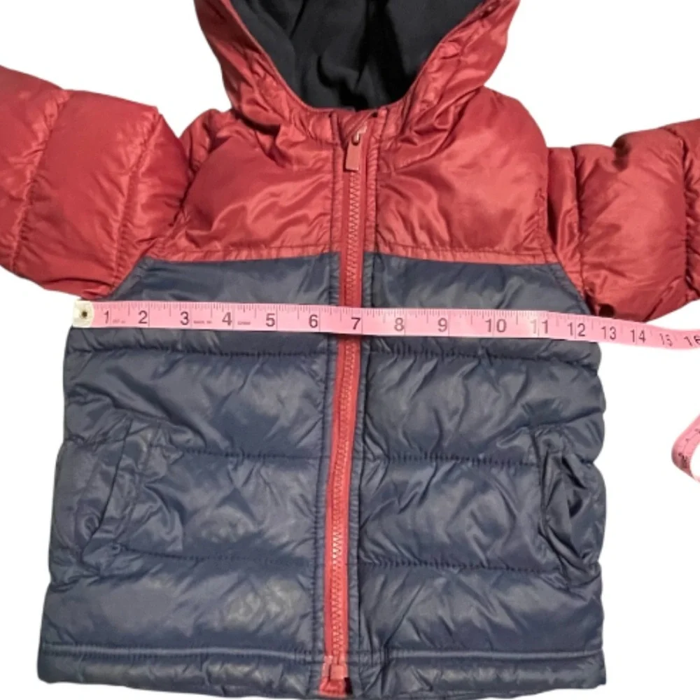 Old Navy Navy Blue and Red Fleece Puffer Jacket