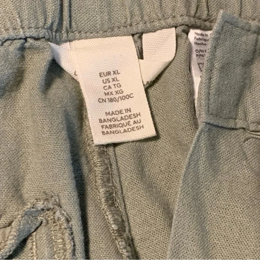 H&M Women's Shorts High Waist Linen Blend Light Green XL