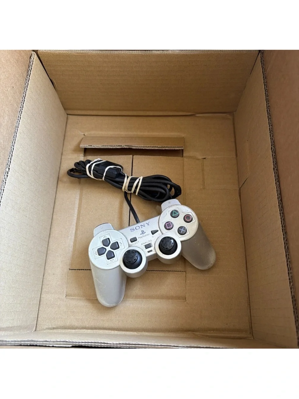 OEM Sony PS2 DualShock 2 Controller Silver SCPH-10010 Analog Wired Tested