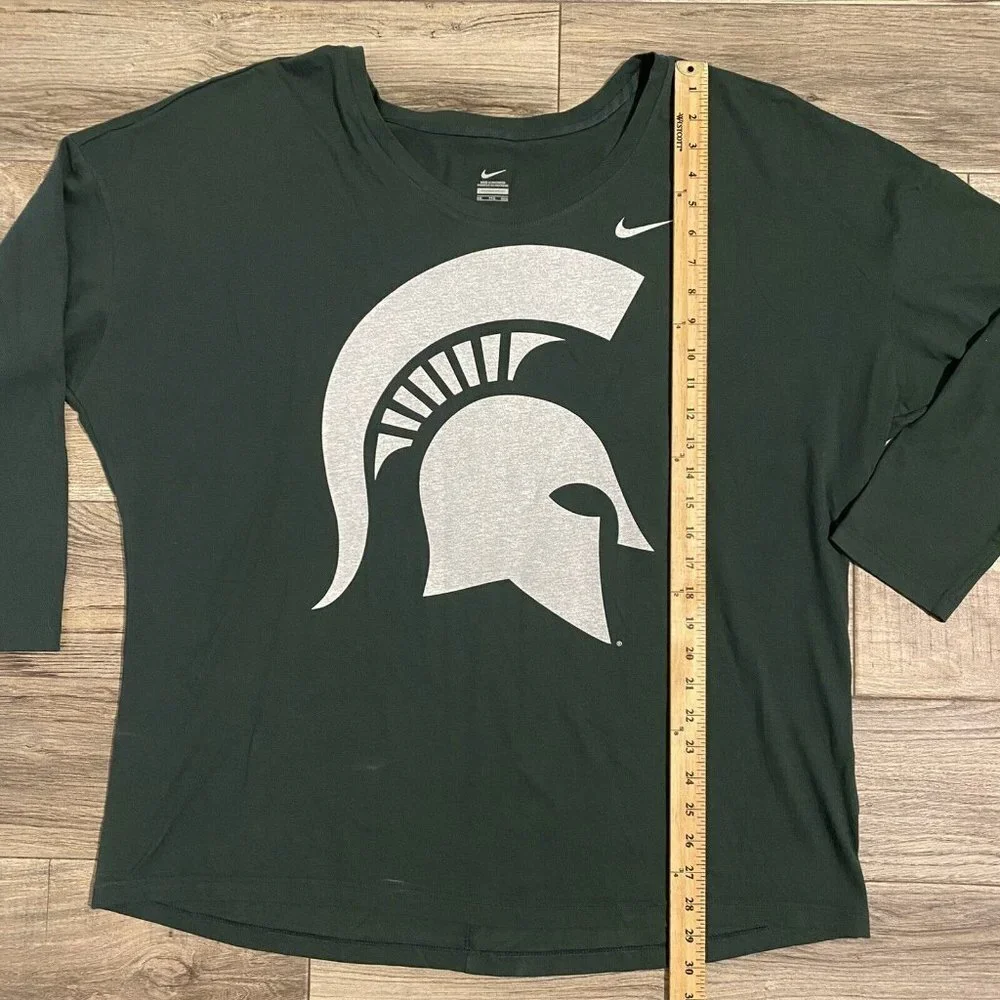 Nike Dark Green Long Sleeve Tee with Silver Logo