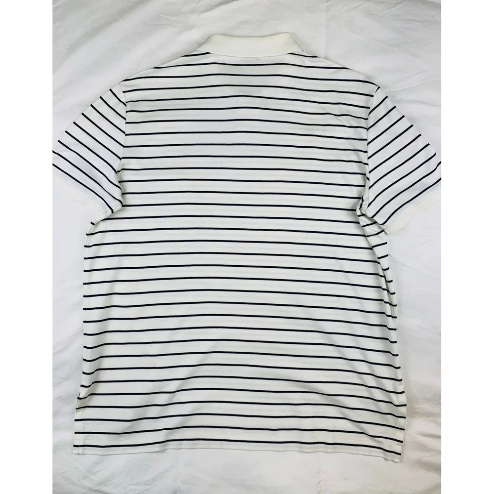 Polo Ralph Lauren XL Striped Pima Soft Touch Polo Shirt White Navy Flesh Pony
