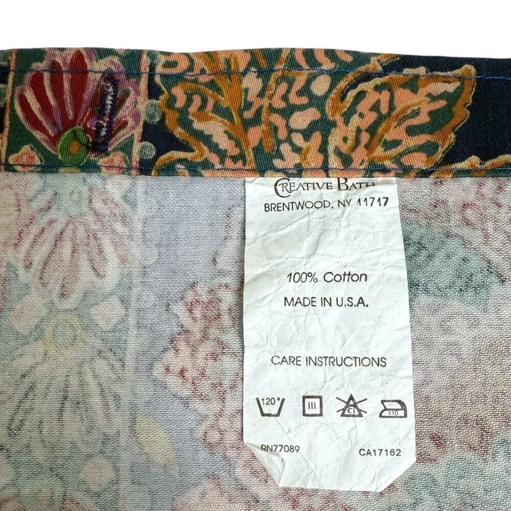 Floral Leaf Shower Curtain 100% Cotton Navy Blue Multicolor by Creative Bath
