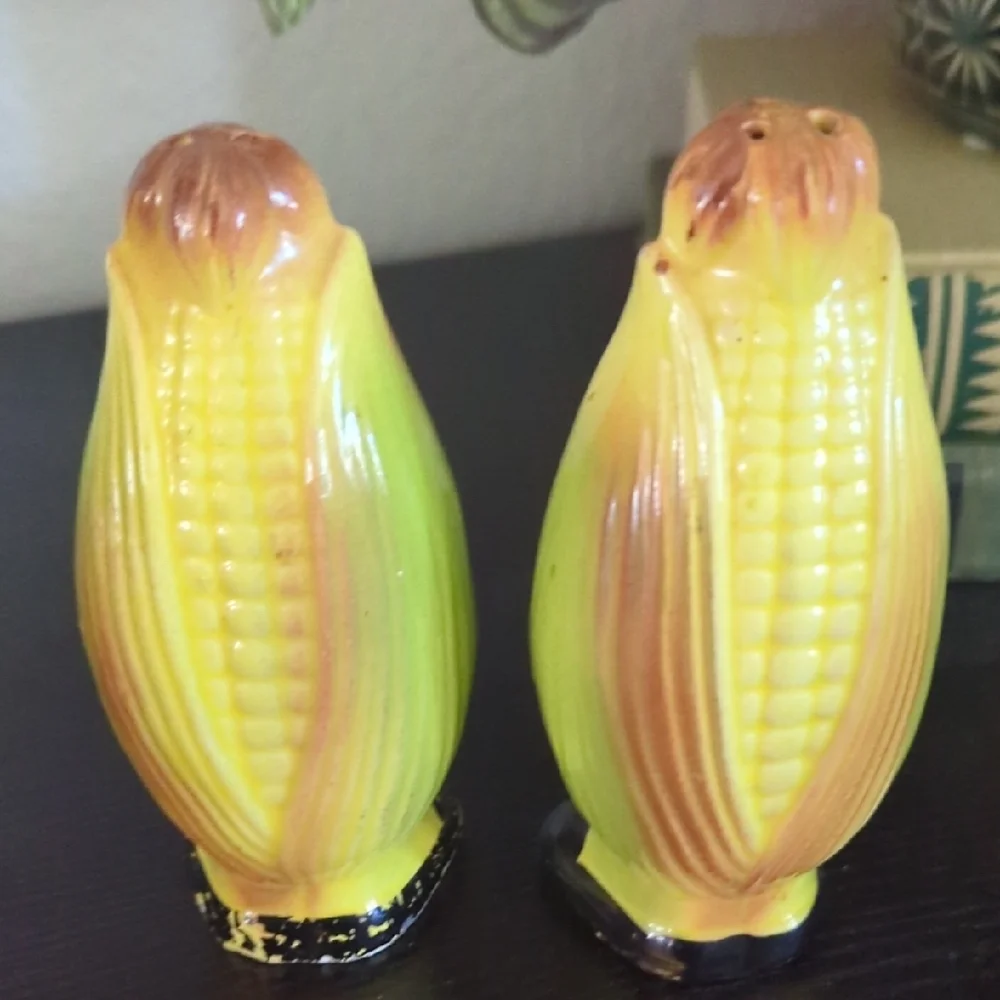 Anthropomorphic Corn Cob Salt and Pepper Shakers