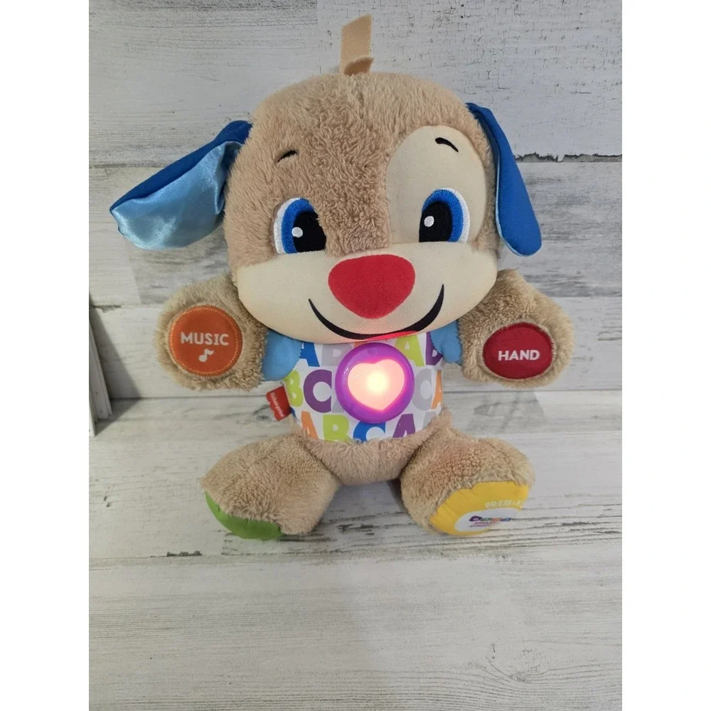 Fisher Price Laugh & Learn Smart Stages Puppy Plush FPV75 Tan Blue Musical Toy