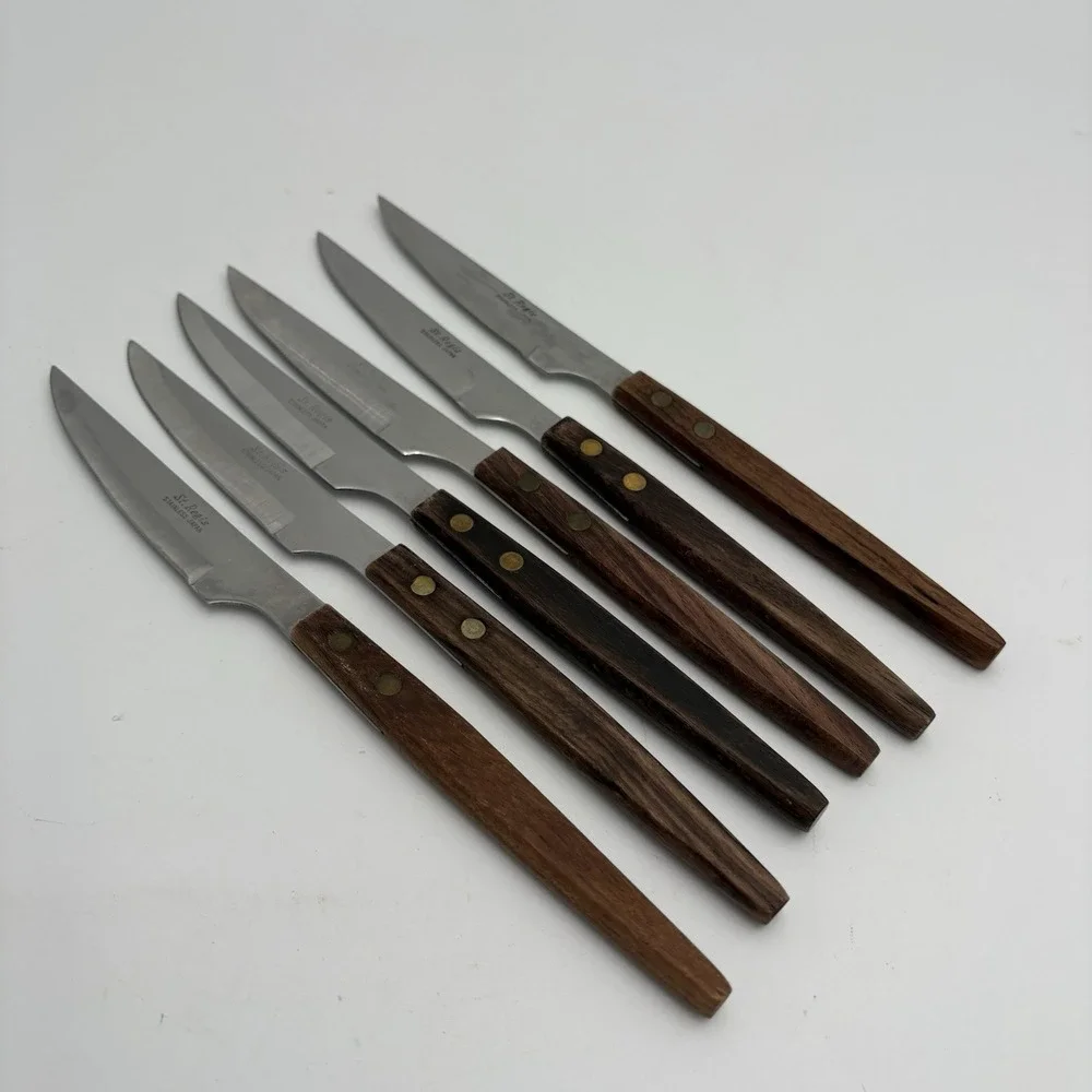 6 St. Regis Stainless Steel Steak‎ Knives Japan Retro MCM Design