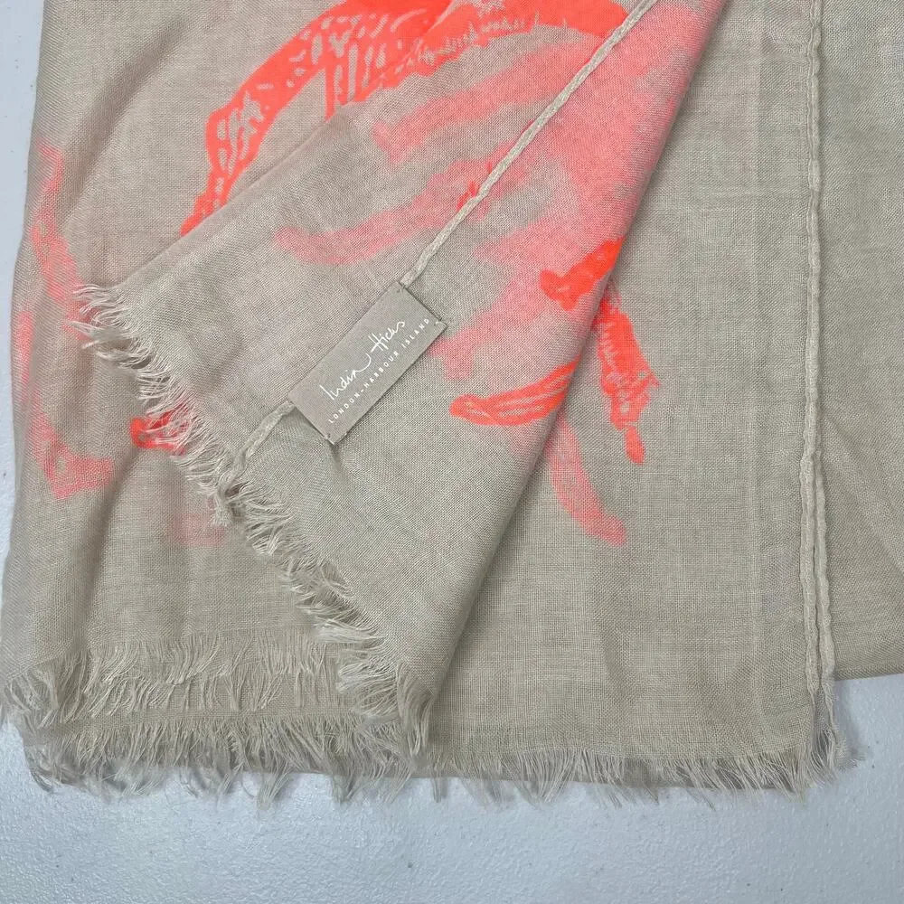 India Hicks Siren Cream Neon Orange Spider Scarf