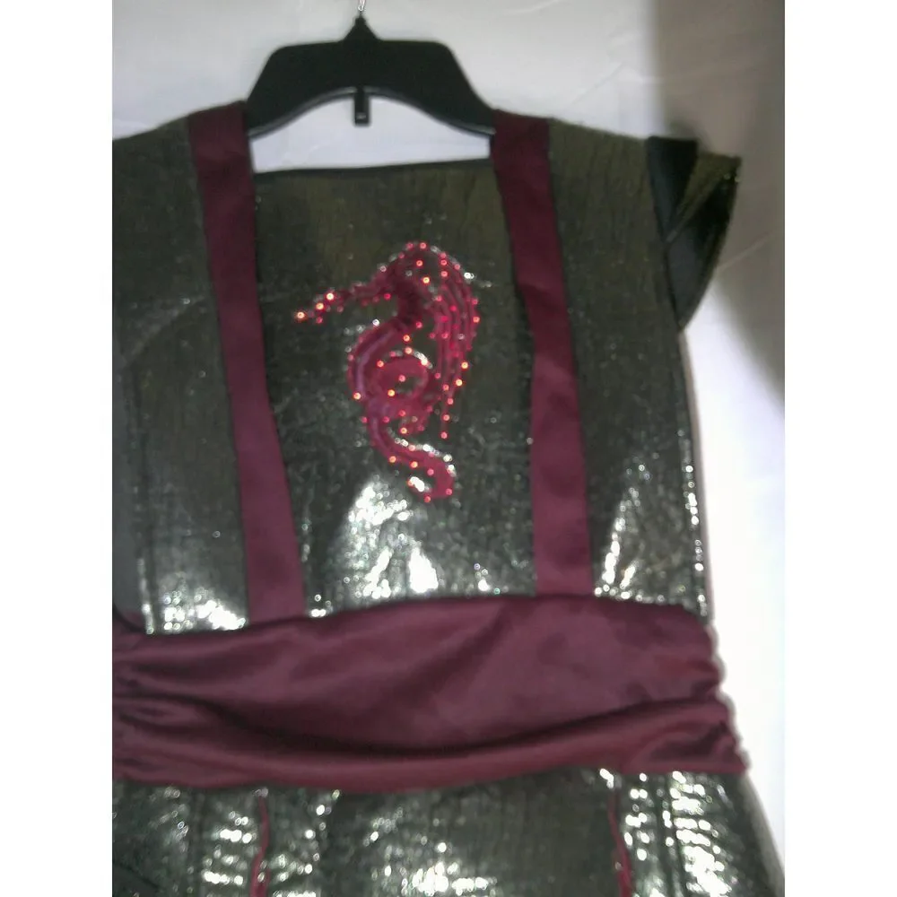 Metallic Gold and Burgundy Mortal Combat Costume FLASHING‎ LIGHTS WORK