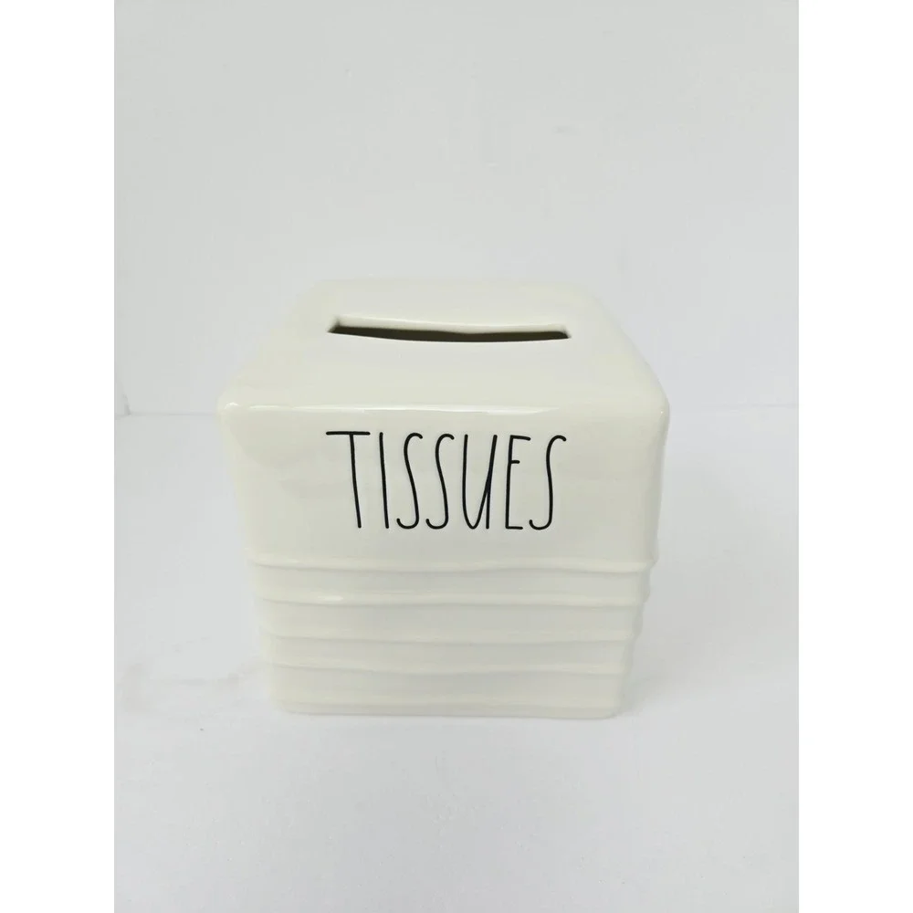 Rae Dunn Tissues tissue box cover ceramic NEW ribbed