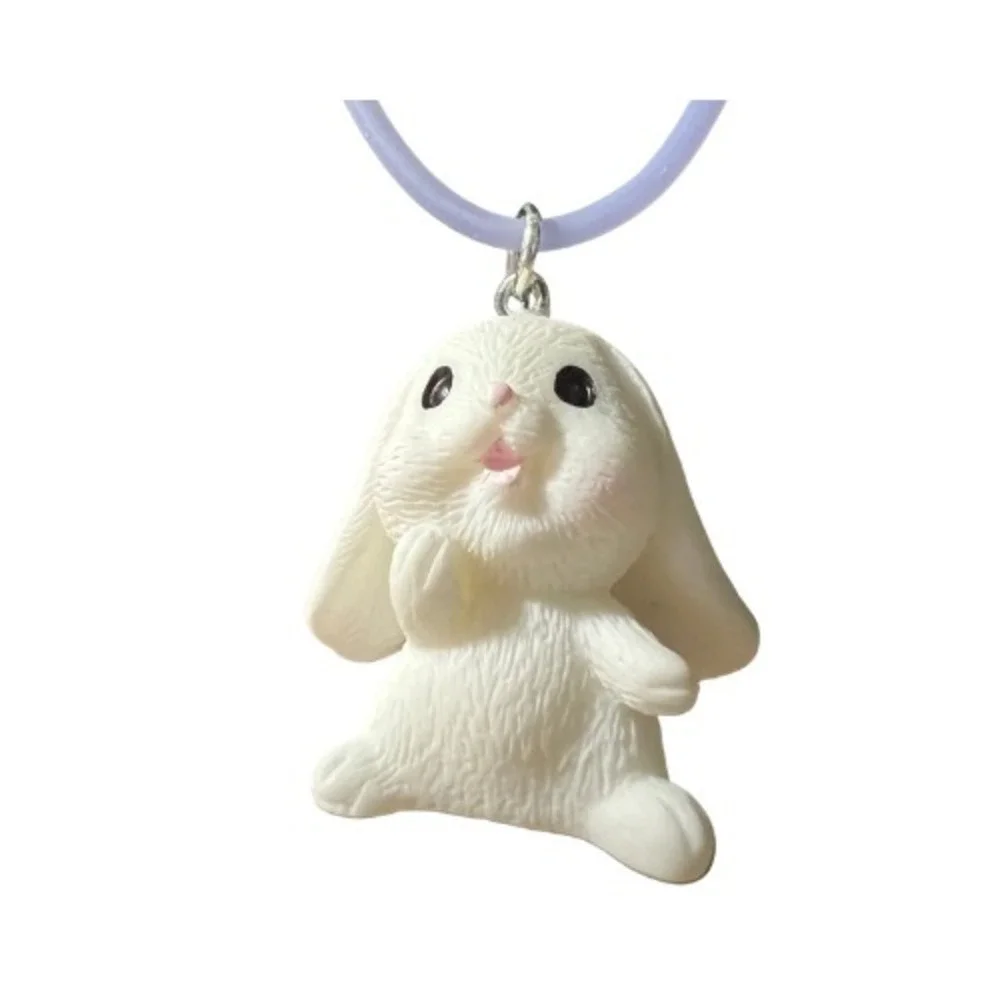 Necklace White Bunny‎ Rabbit 1.5 In Homco Style