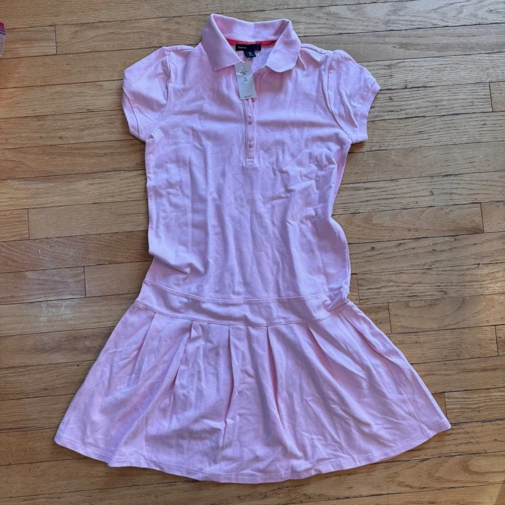 Gap Kids Girls Pink Short Sleeve Pleated Polo‎ Dress Size XL 12 NWT