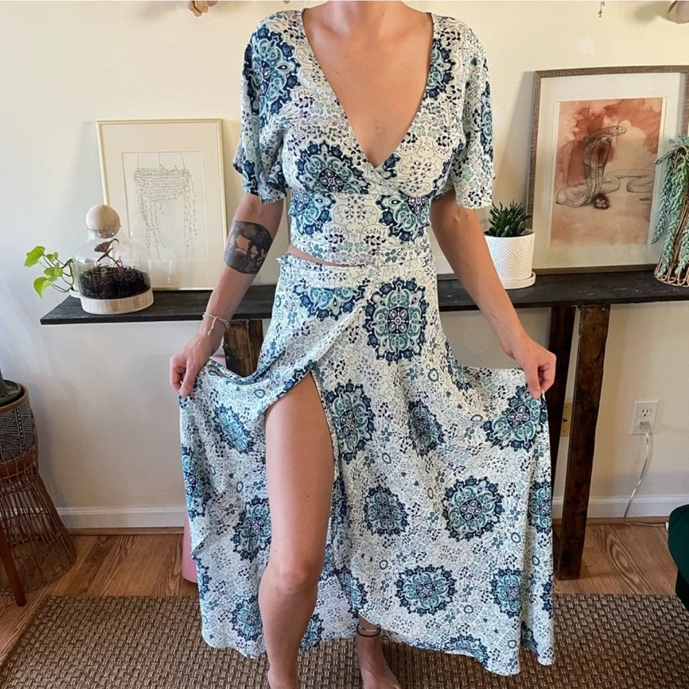 NEW American Rag Maxi Wrap Skirt and Top Matching Two Piece Coord Set