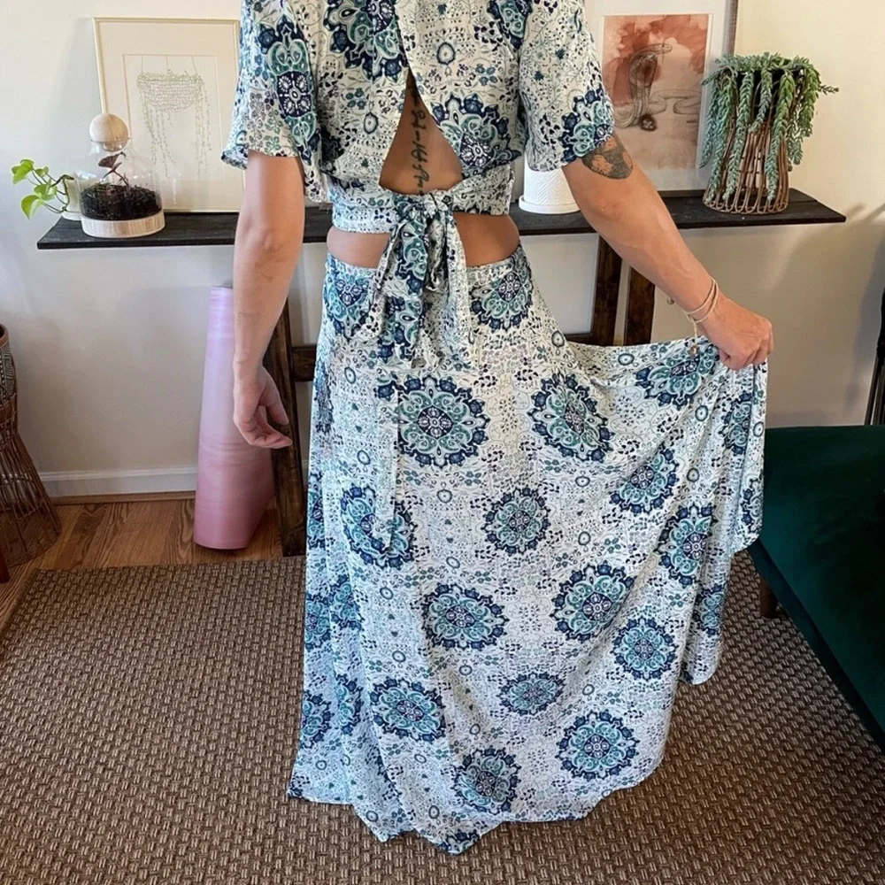 NEW American Rag Maxi Wrap Skirt and Top Matching Two Piece Coord Set
