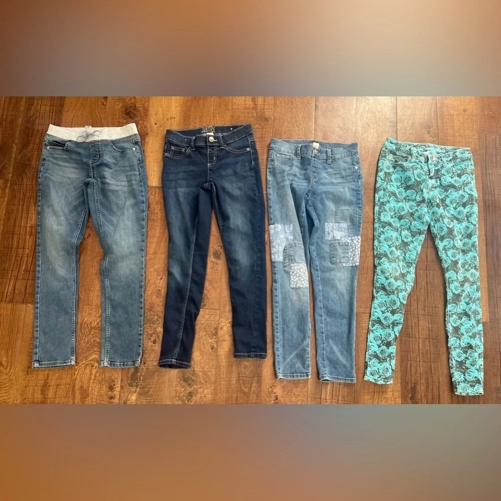 Justice girls bundle of jeggings & jeans 4 pairs sz 12