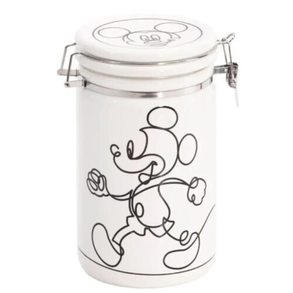 Disney Mickey Mouse 8” Linear Hinge Cookie Jar Canister Container Black White N