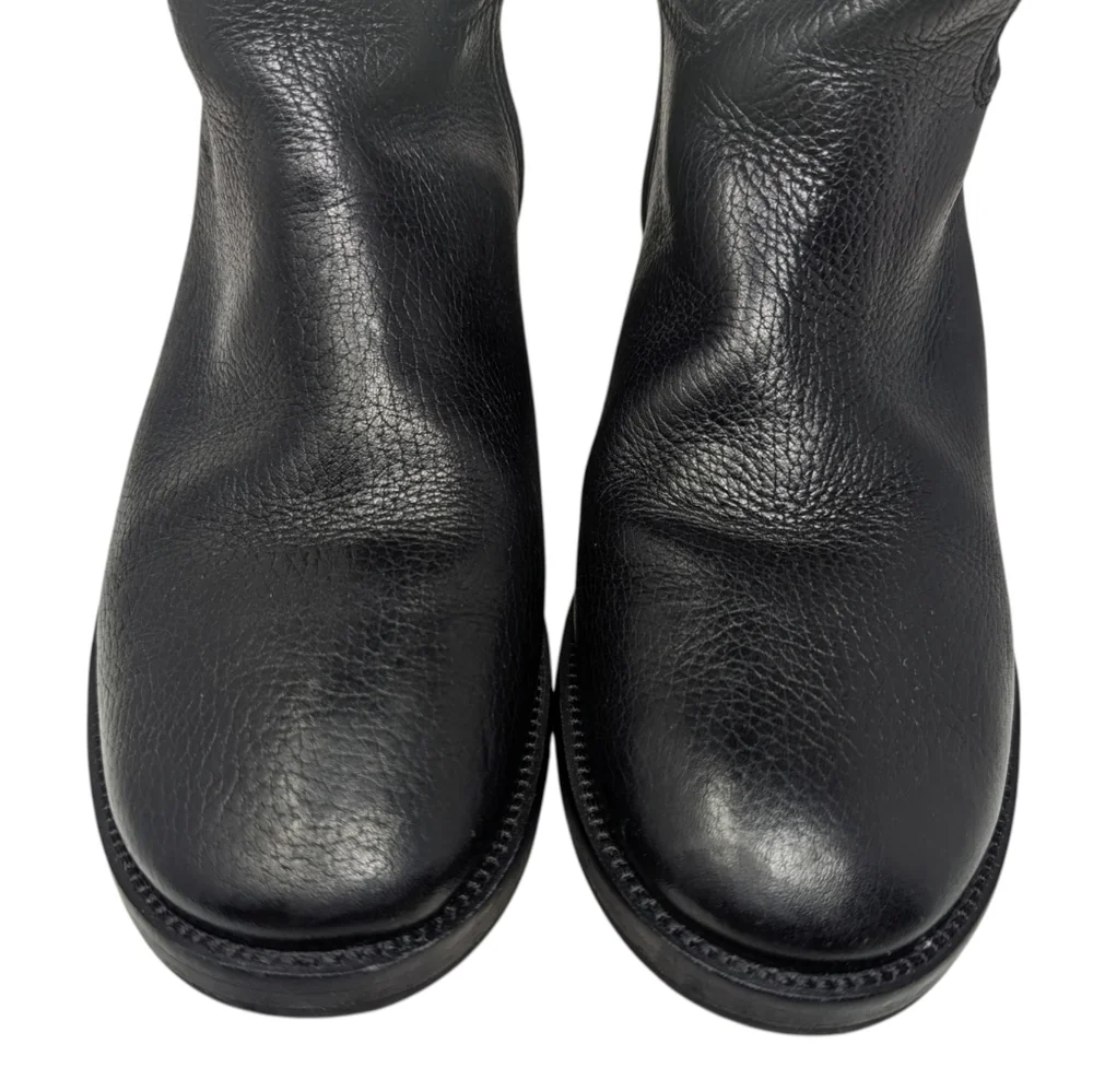 Tory Burch Joanna Tall Pebbled Leather Black Riding Boot Size 9M