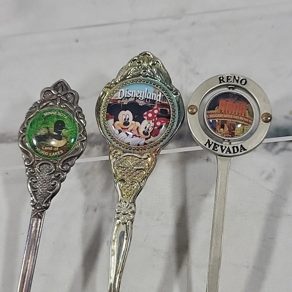 Vintage Souvenir Spoons Decorative Lot Of 3 Minnesota‎ Disneyland Reno Nevada