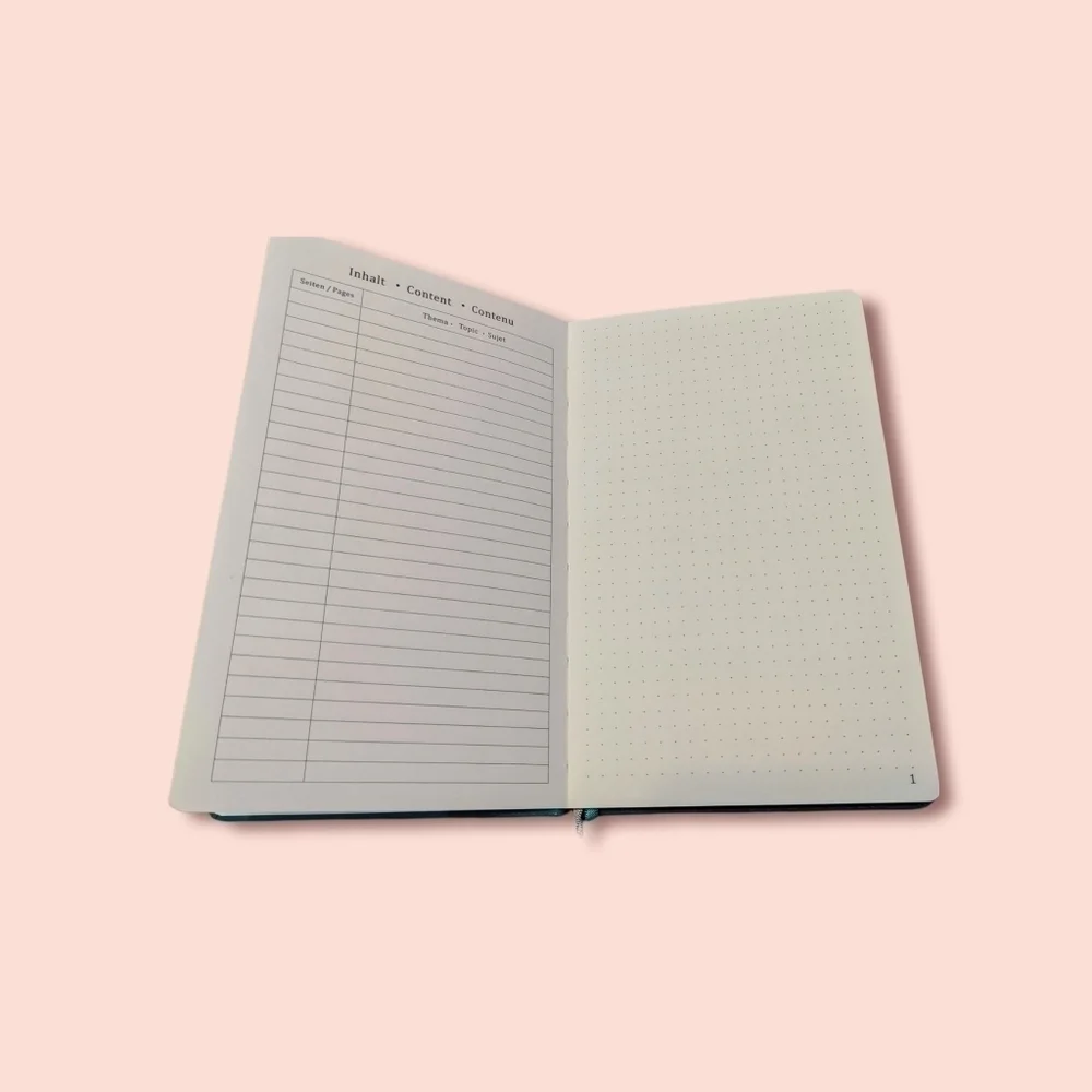 Teal Blue Dotted Journal with Index