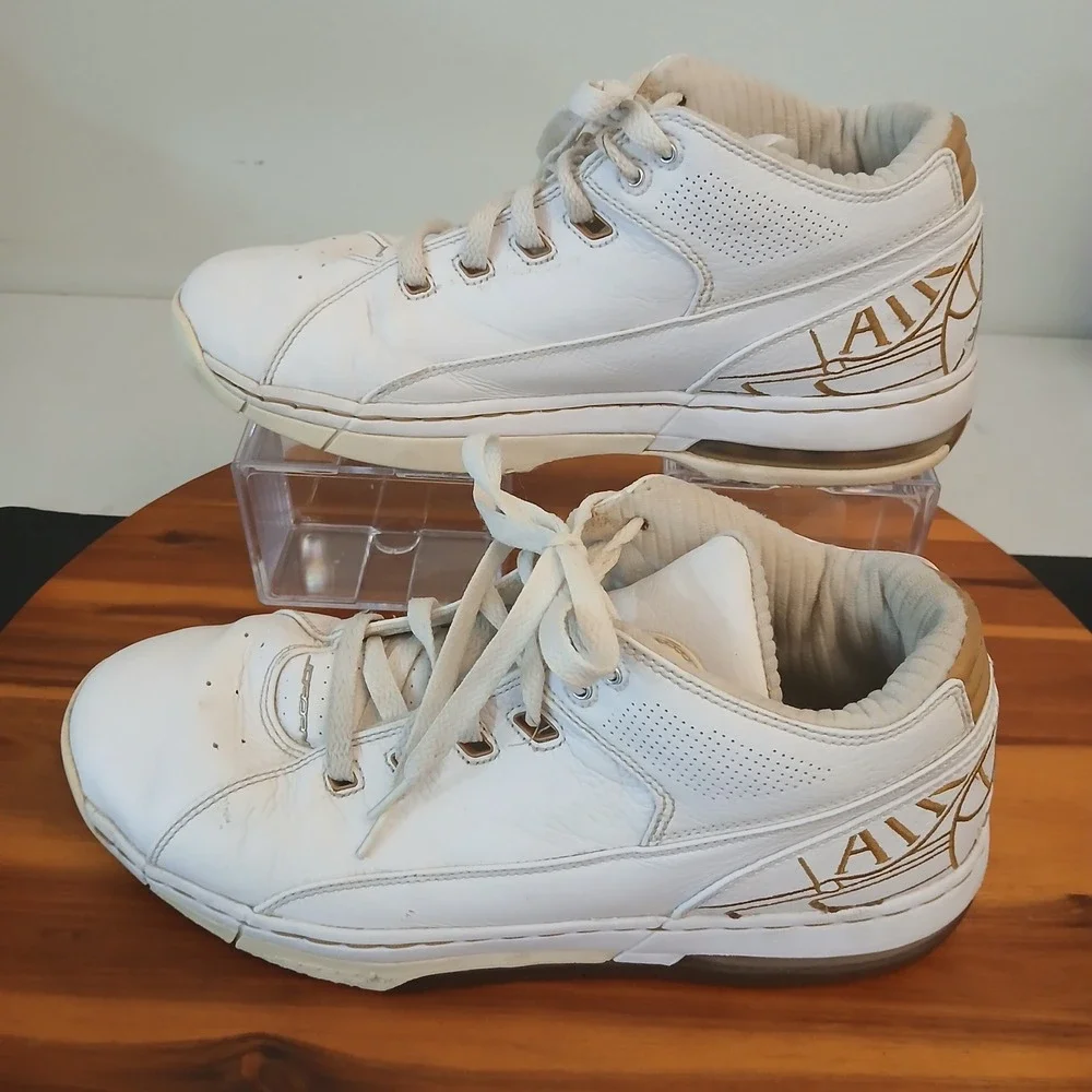 Nike Air Jordan 'O School Mens 10 White Metallic Gold Sneakers Shoes 317765-102