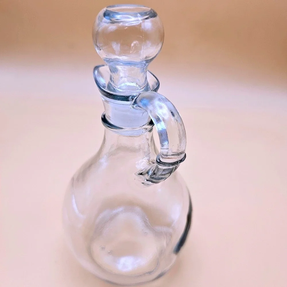 Glass Cruet Carafe‎ Pourer with Handle and Stopper Vinegar Oil Dispenser
