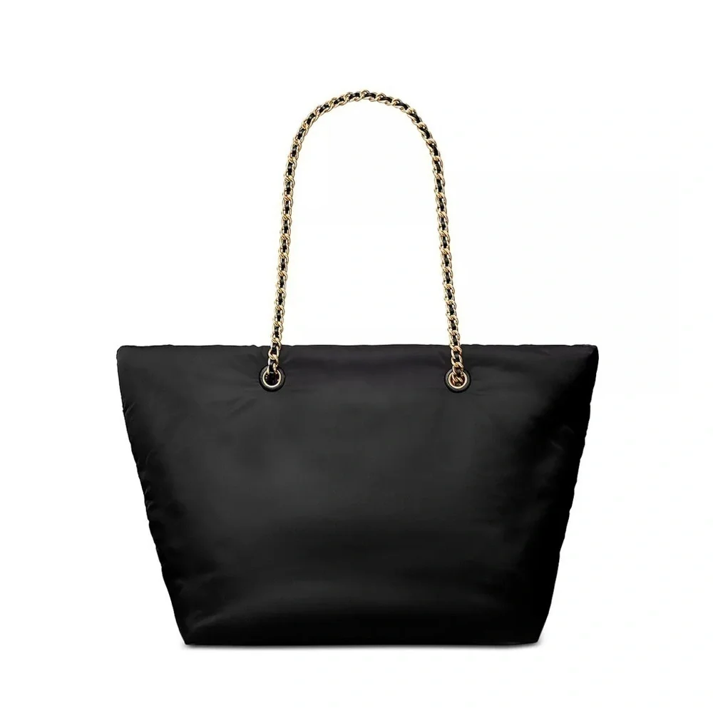 NWT- TORY BURCH• ELLA SOFT PUFFY CHAIN TOTE BLACK GHW