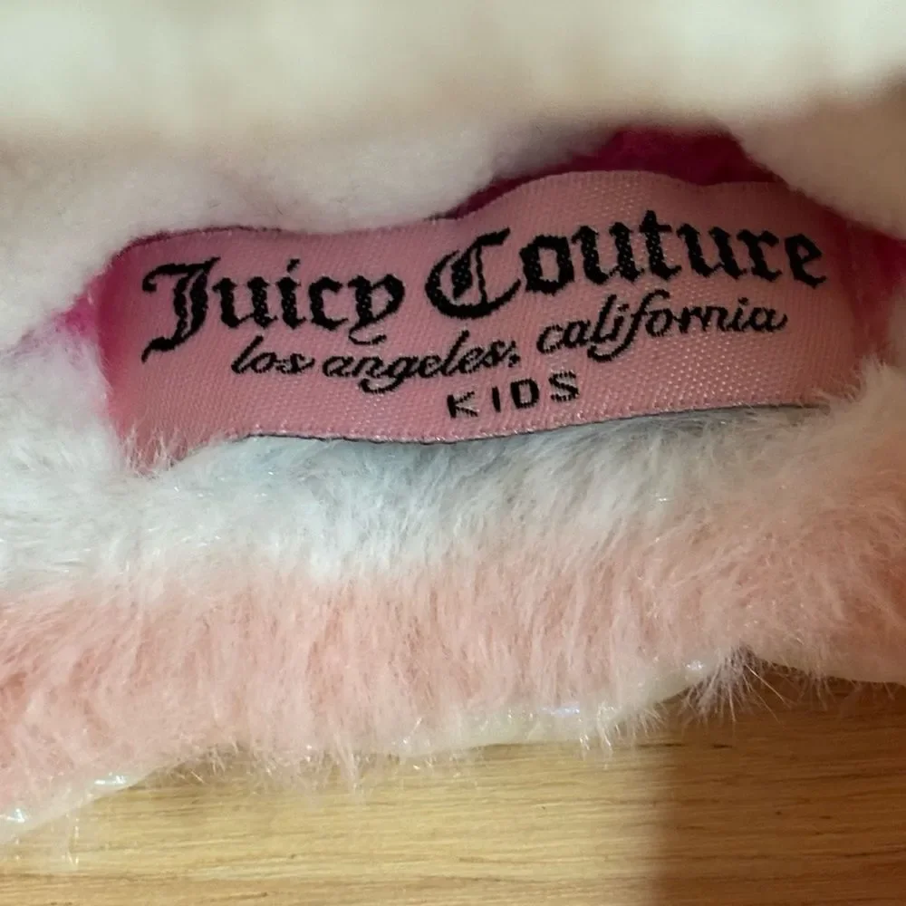 Juicy Couture Baby glam iridescent white plush cap hat head covering