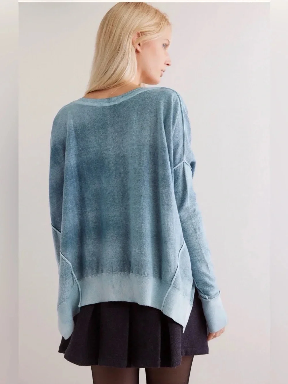 FREE PEOPLE We The Free Gibson V-Neck Pullover Sweater Top Blue Size Small