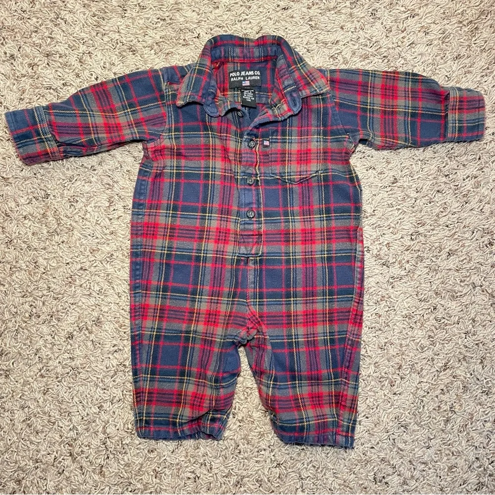 Vintage Polo Jean Co Ralph Lauren Long Sleeve jumpsuit size 3-6‎ Months